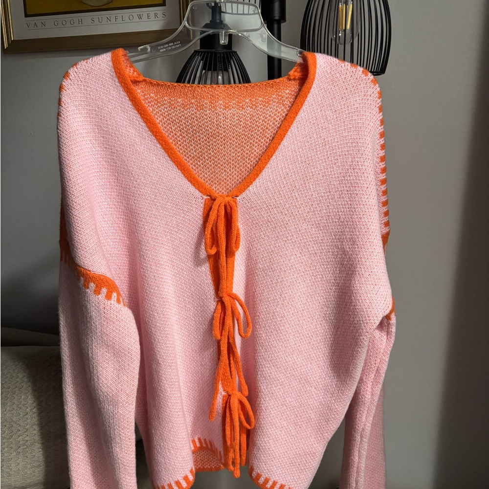 Pink and Orange Women's Sweater- NEVER WORN